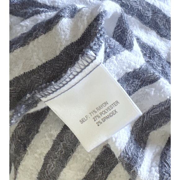 JANE AND DELANCEY Womens Plus Size 1X Striped Convertible Button Up Collar Shirt - Picture 8 of 9